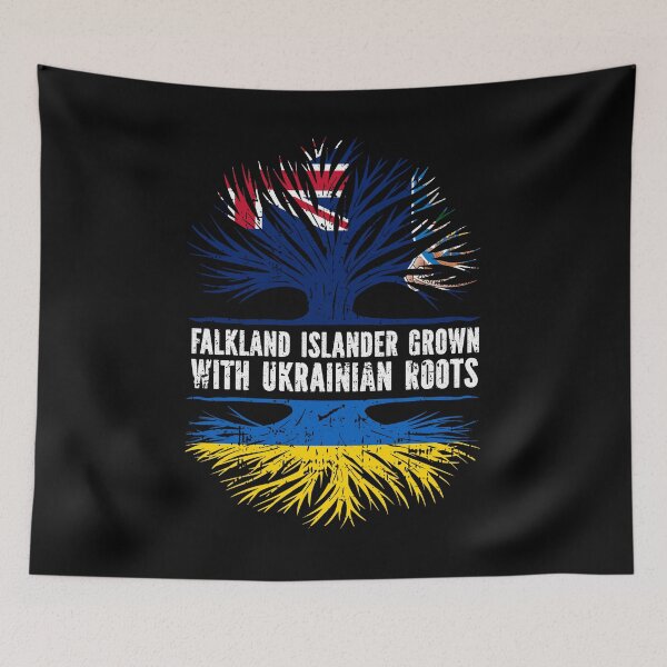 Item preview, Falkland Islander Grown with Ukrainian Roots Flag designed and sold by CosmoKitsch.