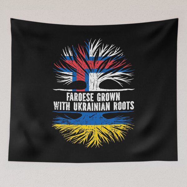 Item preview, Faroese Grown with Ukrainian Roots Flag designed and sold by CosmoKitsch.