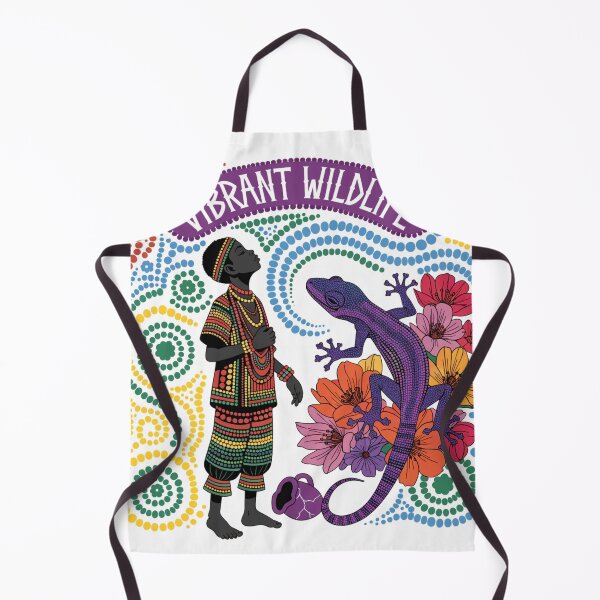 Item preview, boy with a lizard in the style of aboriginal art designed and sold by Stellar Geometry.