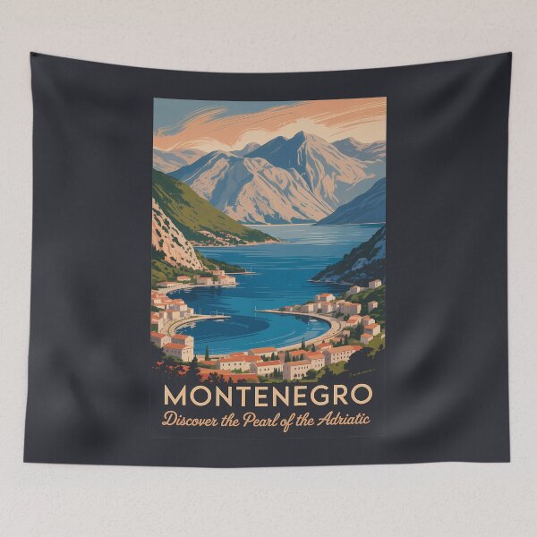 Item preview, Montenegro Adriatic Sea Illustration Travel Art Vintage designed and sold by KrisSidDesigns.