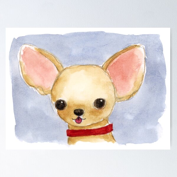 Item preview, Chihuahua dog sticking its tongue out, wearing a red collar designed and sold by Chihuahuapaintr.