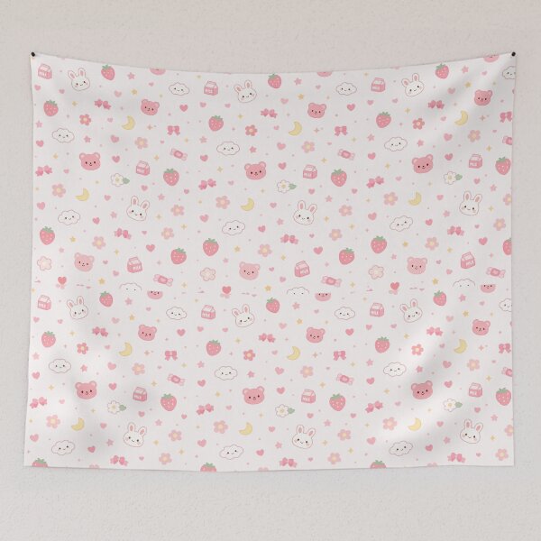Item preview, Pink Bear Bunny and Strawberry Pattern designed and sold by ByJuju.