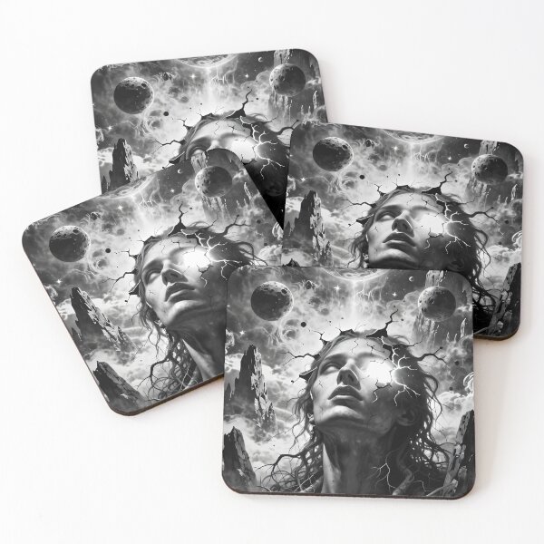 Item preview, Cracked Cosmic Queen Beneath Moons In Monochrome Dream designed and sold by ArtaFutura.