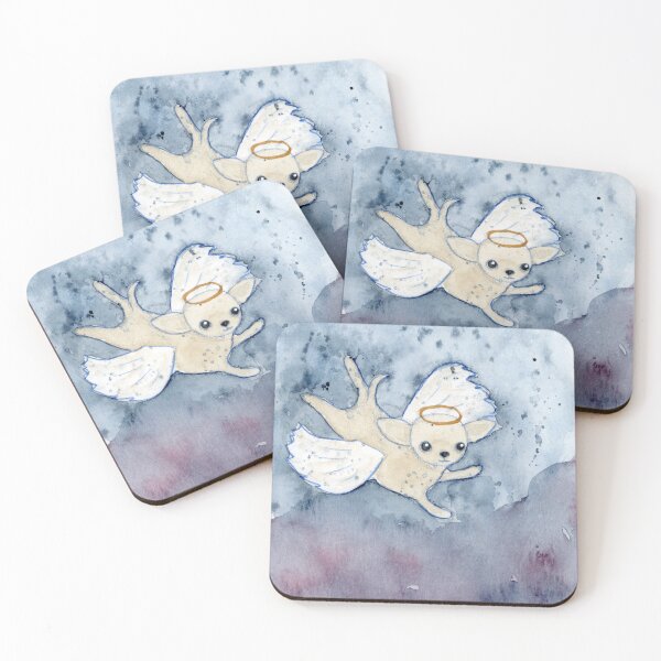 Item preview, Angel chihuahua flying in a blue-violet sky designed and sold by Chihuahuapaintr.