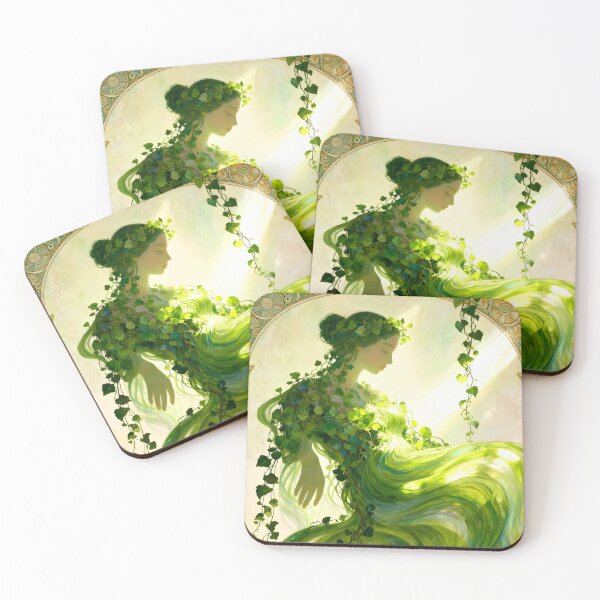 Item preview, Art Nouveau Woman with Green Plants designed and sold by Vicky Brago-Mitchell®.