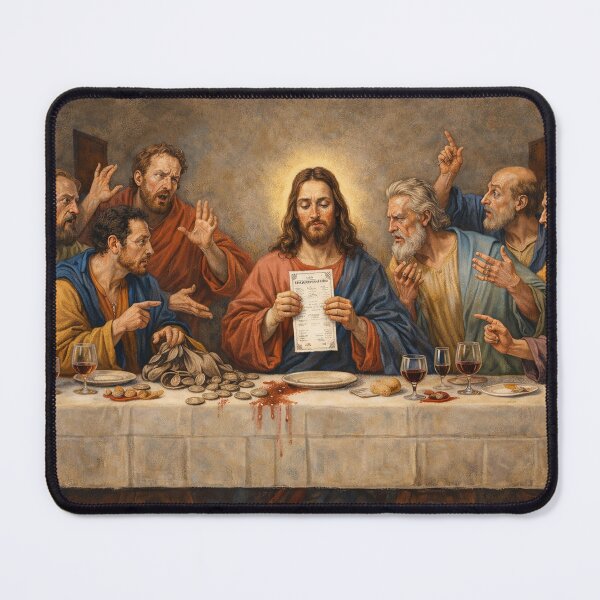 Item preview, The Last Supper Splitting the Check – Funny Renaissance Parody Art Print, Biblical Dinner Humor Design designed and sold by DiamondSkyShirt.