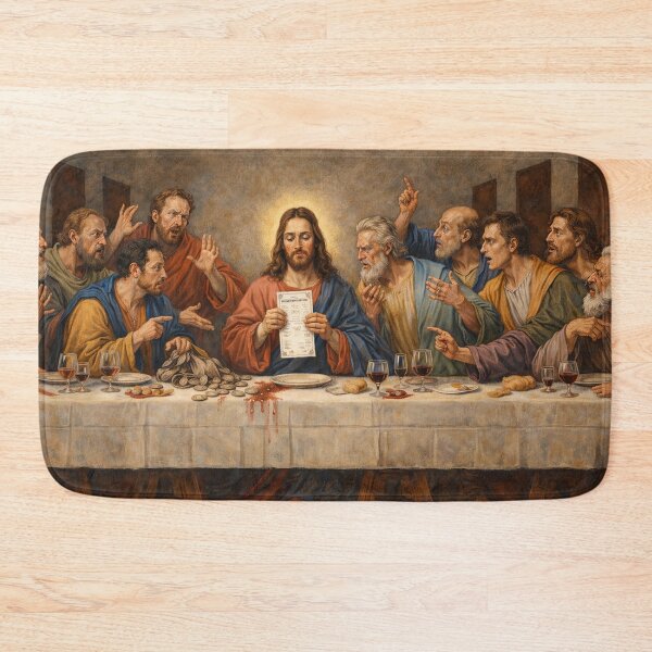 Item preview, The Last Supper Splitting the Check – Funny Renaissance Parody Art Print, Biblical Dinner Humor Design designed and sold by DiamondSkyShirt.