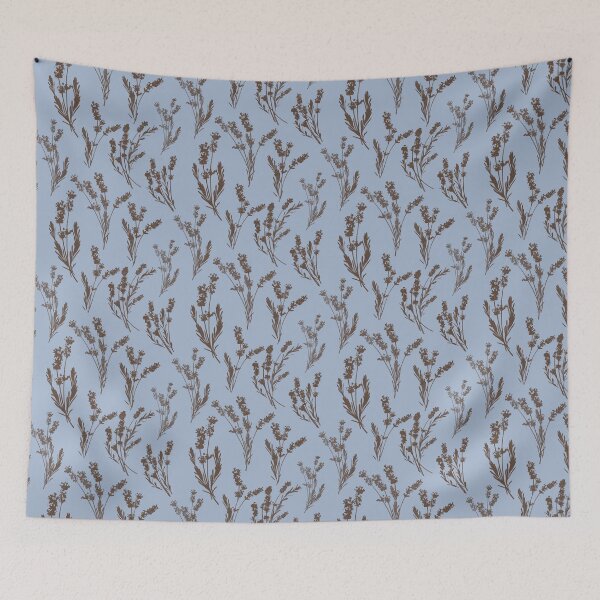 Item preview, Botanical Lavender Sprig Silhouette Pattern Grey Blue and Brown designed and sold by NoemiMarozsan.