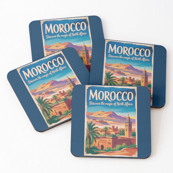 Item preview, Morocco Skyline Illustration Travel Art Vintage designed and sold by KrisSidDesigns.