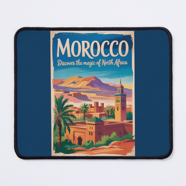 Item preview, Morocco Skyline Illustration Travel Art Vintage designed and sold by KrisSidDesigns.
