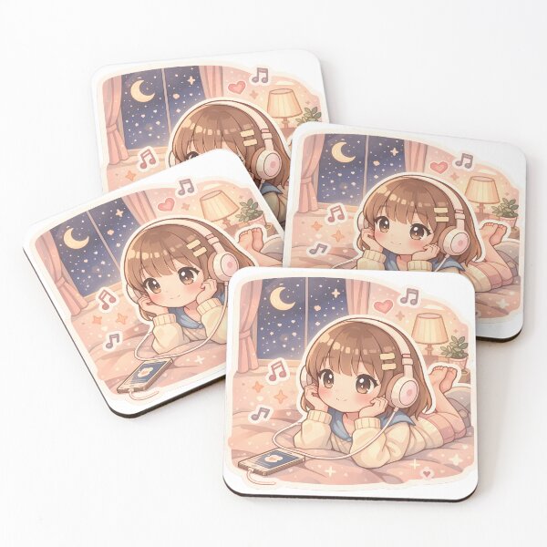 Item preview, Cute Lofi Anime Girl Listening to Music Cozy Night Aesthetic designed and sold by Art-Selling.