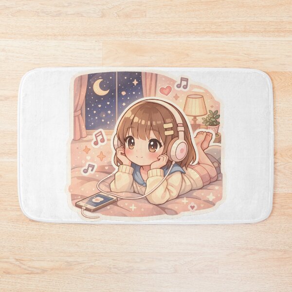 Item preview, Cute Lofi Anime Girl Listening to Music Cozy Night Aesthetic designed and sold by Art-Selling.