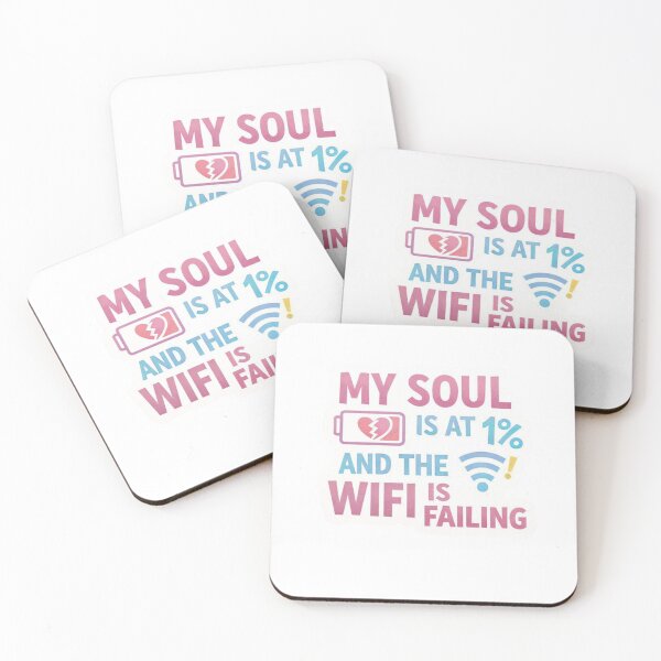 Item preview, My Soul Is At 1% And The WiFi Is Failing Funny Tech Humor Design designed and sold by ZYNORAworld.