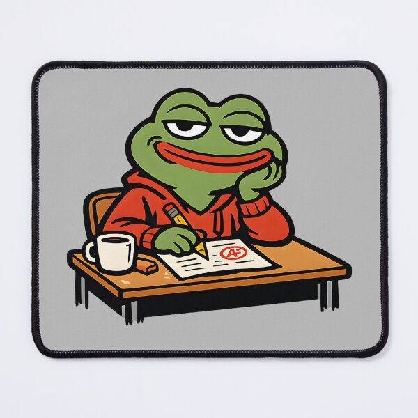 Item preview, Funny frog character sitting confidently at desk taking test designed and sold by Jokerstyle.