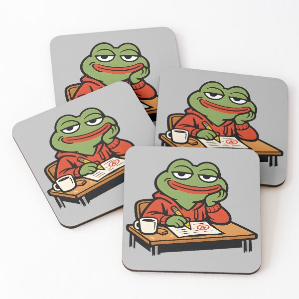 Item preview, Funny frog character sitting confidently at desk taking test designed and sold by Jokerstyle.