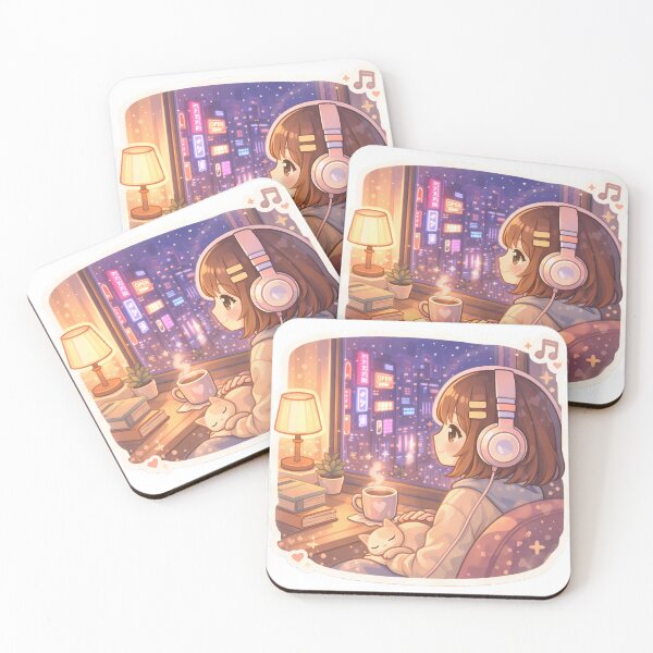 Item preview, Cute Lofi Anime Girl Neon City Night Cozy Window Aesthetic designed and sold by Art-Selling.