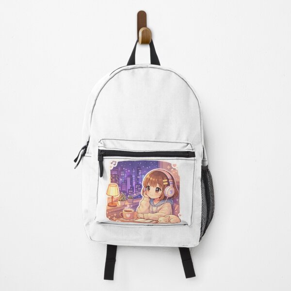 Item preview, Cute Lofi Anime Girl Studying Neon City Night Cozy Aesthetic designed and sold by Art-Selling.