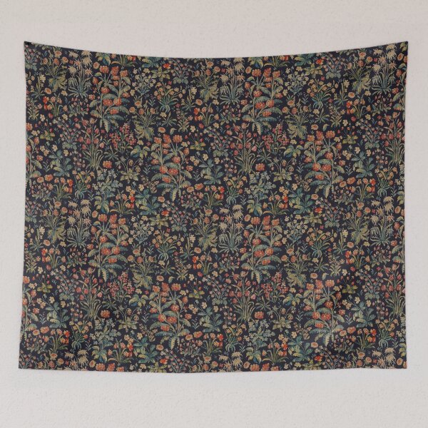 Item preview, Medieval Botanical Moody Midnight Floral Tapestry designed and sold by Epitome Girl.