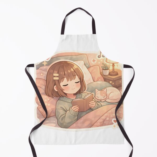 Item preview, Cute Lofi Anime Girl Reading Cozy Bed Aesthetic designed and sold by Art-Selling.