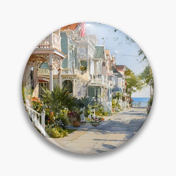 Item preview, Cape May New Jersey Coastal Street Toward Ocean Victorian Houses Soft Summer Light designed and sold by daila70.