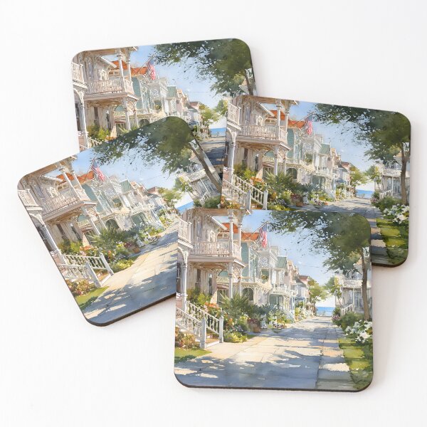 Item preview, Cape May New Jersey Coastal Street Toward Ocean Victorian Houses Soft Summer Light designed and sold by daila70.