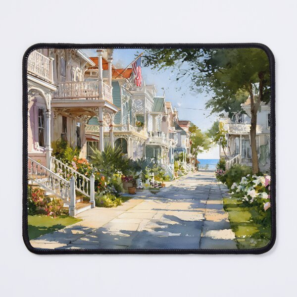 Item preview, Cape May New Jersey Coastal Street Toward Ocean Victorian Houses Soft Summer Light designed and sold by daila70.