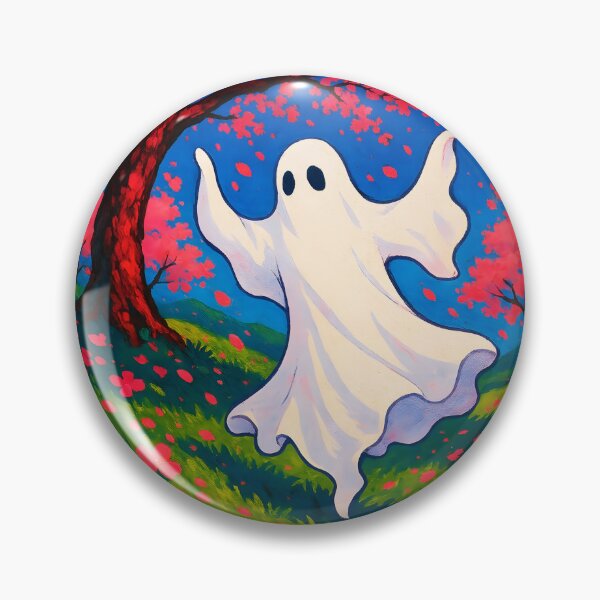 Item preview, Joyful White Ghost Dancing Under Vibrant Pink Sakura Blossoms – Spring Illustration designed and sold by EmeraldeaArt.