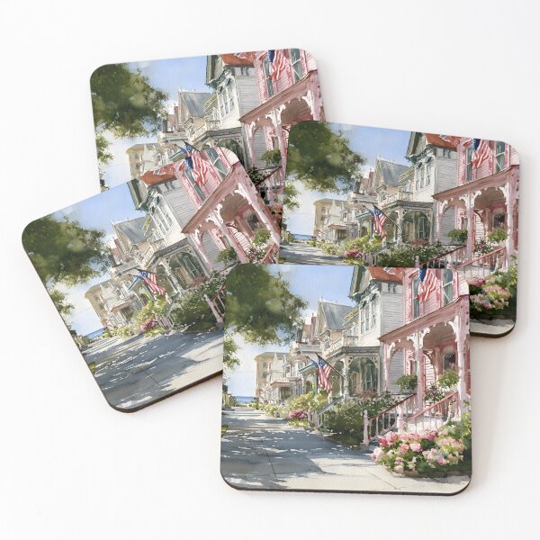 Item preview, Cape May New Jersey American Flag Coastal Street Victorian Summer Scene designed and sold by daila70.
