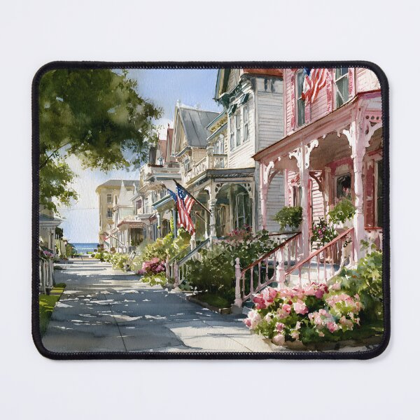 Item preview, Cape May New Jersey American Flag Coastal Street Victorian Summer Scene designed and sold by daila70.