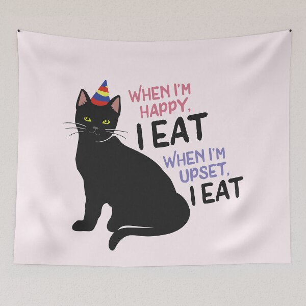 Item preview, When I'm happy I eat, when I'm upset, I eat | Salem the cat quote designed and sold by MamSelle.