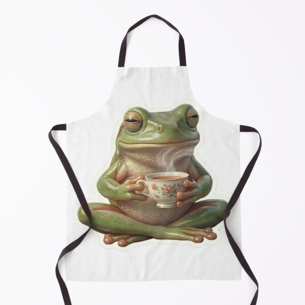 Item preview, Cozy Cottagecore Frog Drinking Tea designed and sold by Arts Paradise.
