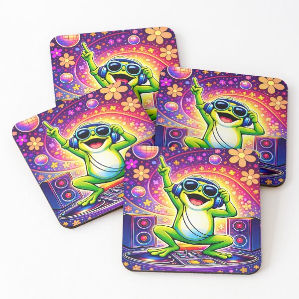 Item preview, Psychedelic Dancing Frog DJ – Trippy Rainbow Rave Animal with Headphones designed and sold by Digital Culture Studio.