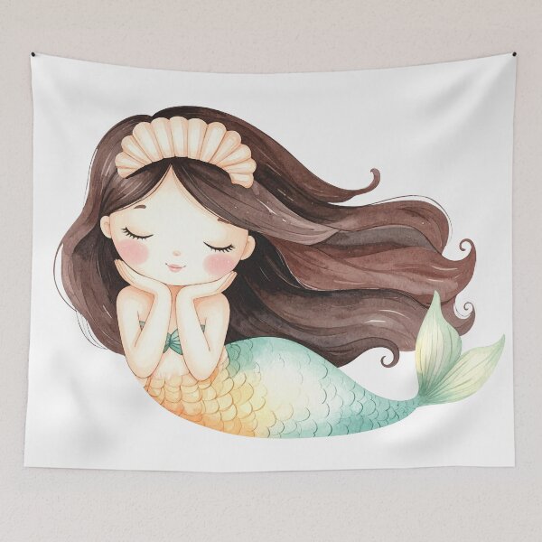 Item preview, Cute Sleeping Mermaid with Seashell Crown designed and sold by Rutvain.