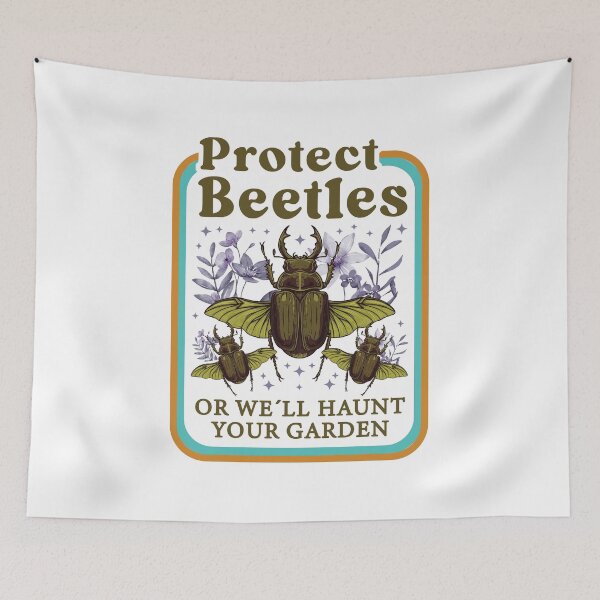 Item preview, Protect Beetles Or We’ll Haunt Your Garden - Funny Retro Vintage Gardening Insect Design designed and sold by Dmetalx Art Apparel.
