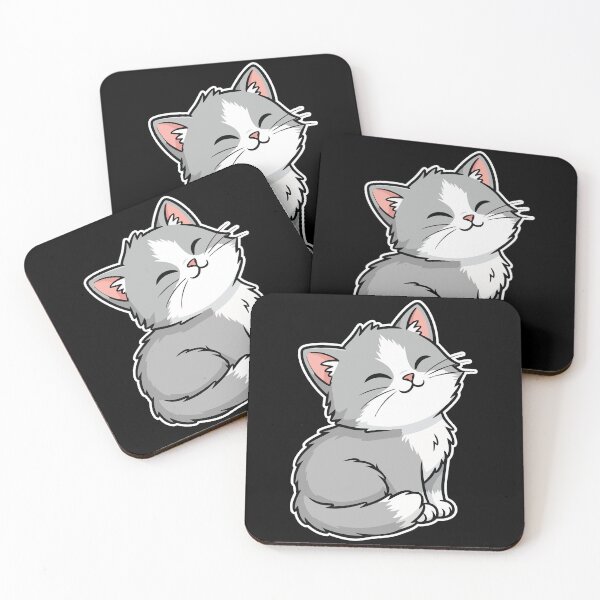 Item preview, Happy Gray and White Kitten Kawaii Portrait designed and sold by PixelStudioBe.