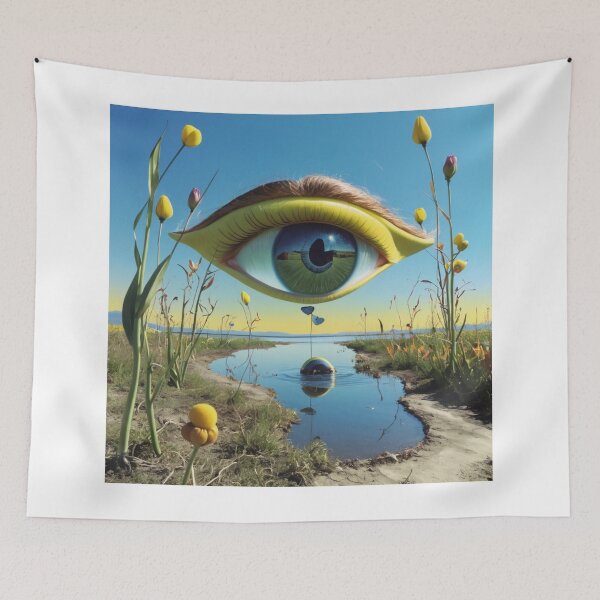 Item preview, Surreal Floating Eye Landscape – Dreamlike Reflection in a Drying World designed and sold by Mirgonhood.