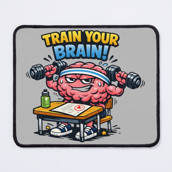 Item preview, Cartoon brain lifting weights while taking test Funny Student Exam Motivation designed and sold by Jokerstyle.
