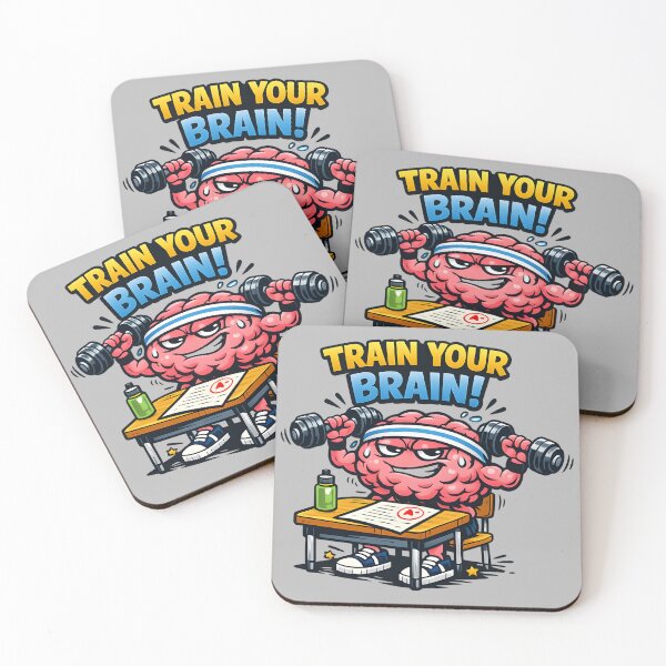 Item preview, Cartoon brain lifting weights while taking test Funny Student Exam Motivation designed and sold by Jokerstyle.
