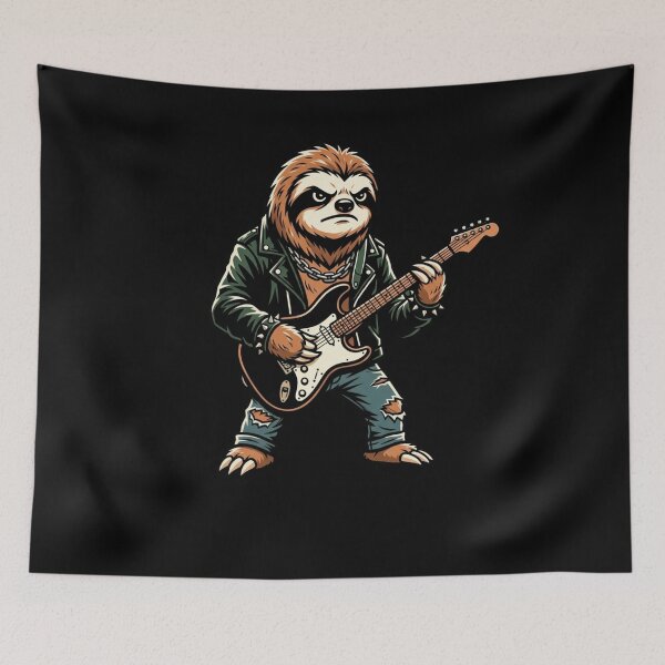 Item preview, Punk Rock Sloth Playing Electric Guitar Mascot designed and sold by snowry.