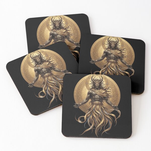 Item preview, ​Dark Mythical Underworld Deity - Golden Demon Lord Illustration designed and sold by Remix Vision.