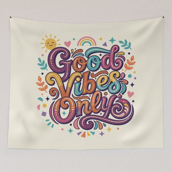 Item preview, Good Vibes Only Retro Groovy Typography - Colorful Aesthetic Boho art designed and sold by Far Out Goods.