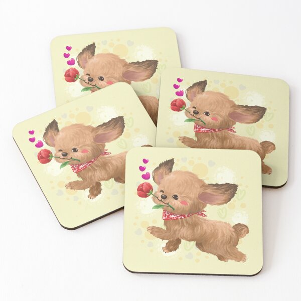 Item preview, Brown Poodle Biting a Rose Flower designed and sold by Khotekmei.