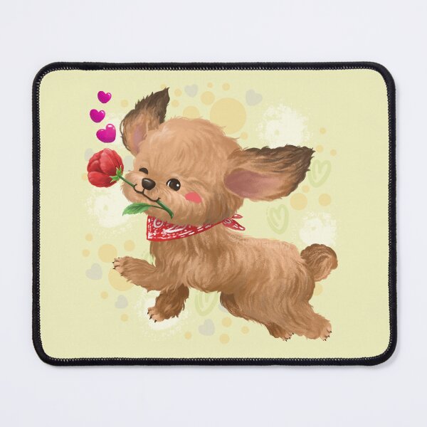 Item preview, Brown Poodle Biting a Rose Flower designed and sold by Khotekmei.