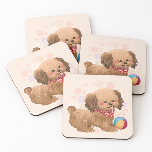 Item preview, Brown Poodle Playing Ball designed and sold by Khotekmei.
