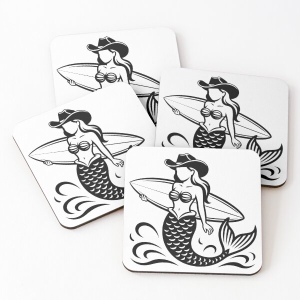 Item preview, Cowgirl Mermaid Surfboard designed and sold by theartfulaspie.