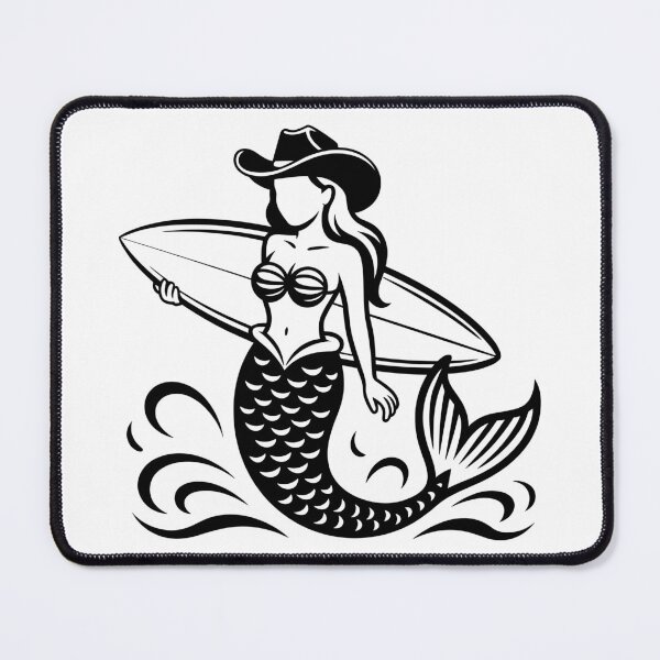 Item preview, Cowgirl Mermaid Surfboard designed and sold by theartfulaspie.
