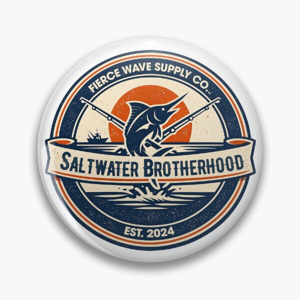 Item preview, Saltwater Brotherhood Offshore Fishing Badge – Vintage Marlin Fishing Shirt, Deep Sea Angler Gift, Fishing Sticker designed and sold by Fierce Wave Supply Co..