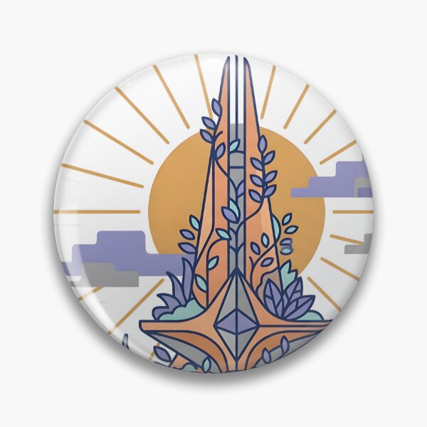 Item preview, Solarpunk Retro Futurism Symmetrical Vector Spire Optimistic Art Apricot Crush designed and sold by StickyGuys.