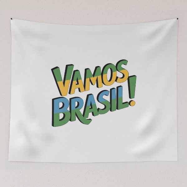 Item preview, “Vamos Brasil (Lets go Brazil)”– Brazilian Colors Football Fan Green Yellow Blue White designed and sold by paulo silveira.