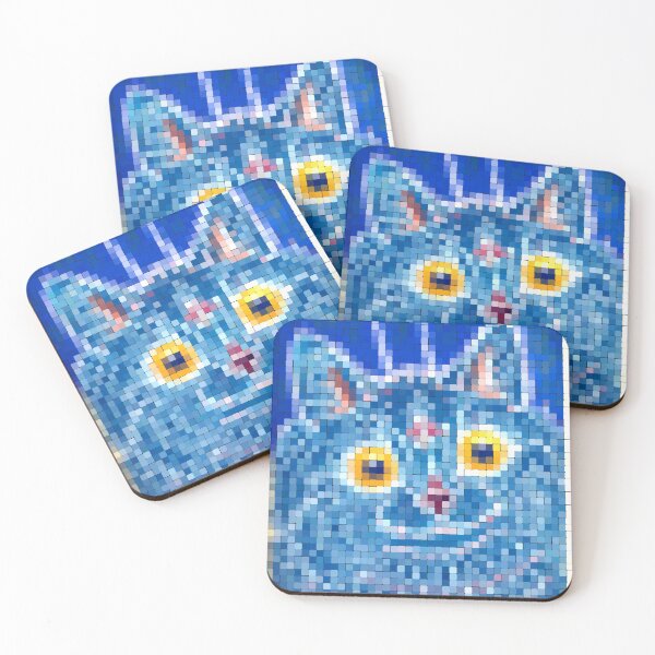 Item preview, Blue Cat Mosaic Portrait designed and sold by larkanthosis.